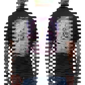 ペンギンに乗る宇宙猫 メンズTシャツ バックプリント - Kawaiitshirt