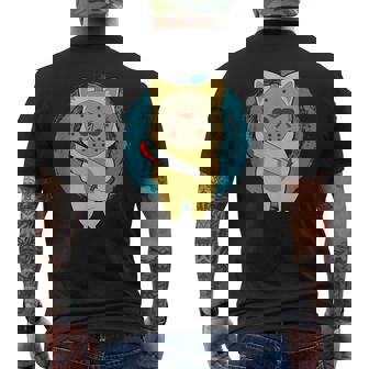 ホラー映画 ジェイソンキャット おもしろパロディ 映画 ハロウィンコスチューム メンズTシャツ バックプリント - Kawaiitshirt