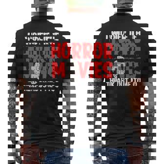 ホラー映画「I Wonder If Horror Movies Think About Me Too 」ホラームービー メンズTシャツ バックプリント - Kawaiitshirt