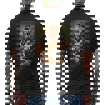 ボストンテリア モナリザ 絵画 アート 犬 ママ お父さん メンズTシャツ バックプリント - Kawaiitshirt