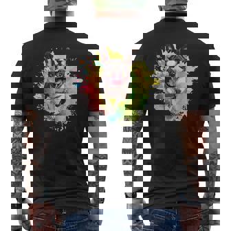 ボストンテリア 恋人 カラフル スプラッシュアート ボストンテリア メンズTシャツ バックプリント - Kawaiitshirt