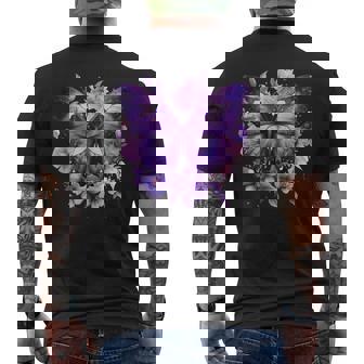 ボヘミアン パープルバタフライ レトロ 魔女の蛾 ヴィンテージ ラベンダー メンズTシャツ バックプリント - Kawaiitshirt