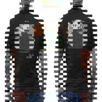 ボンレス犬とボンレス猫 おにぎり ダークカラー メンズTシャツ バックプリント - Kawaiitshirt