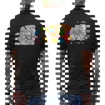 ボンレス犬とボンレス猫 カラフルスナック メンズTシャツ バックプリント - Kawaiitshirt