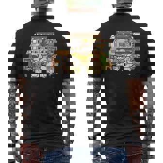 ボンレス犬とボンレス猫 キッチンカー ダークカラー メンズTシャツ バックプリント - Kawaiitshirt