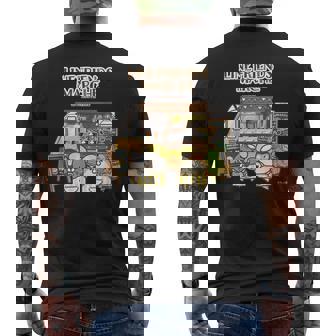 ボンレス犬とボンレス猫 キッチンカーロゴ付 ダークカラー メンズTシャツ バックプリント - Kawaiitshirt