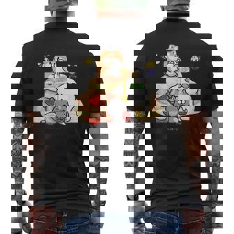 ボンレス犬とボンレス猫 パンケーキ メンズTシャツ バックプリント - Kawaiitshirt