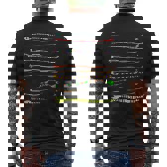 ボーダー カラフル Pop 爬虫類 かわいい オリジナル ヘビ柄 手描き フロント ボーダー イラスト おもしろ メンズTシャツ バックプリント - Kawaiitshirt