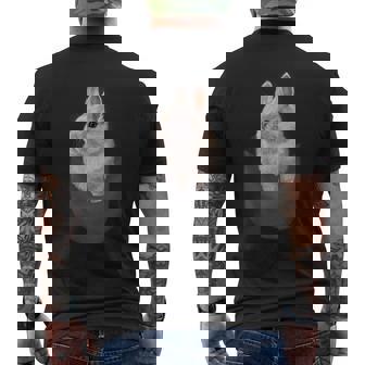 ポケット ホワイト 子ウサギ メンズTシャツ バックプリント - Kawaiitshirt