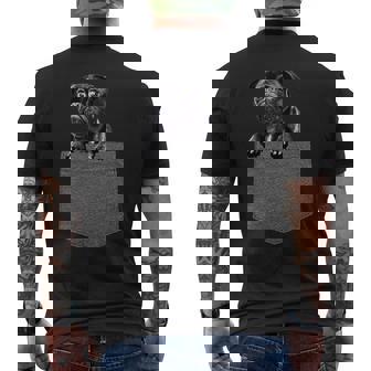 ポケットにいるパグ かわいい愛犬デザイン 犬愛好家、ペットオーナー向け メンズTシャツ バックプリント - Kawaiitshirt