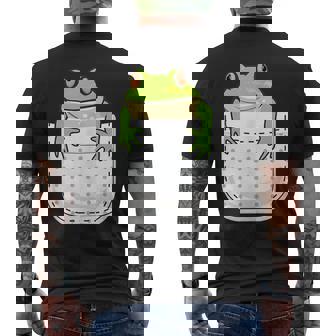 ポケットに入ったカエルのシャツ 面白いカエルのtシャツ カエルの恋人 メンズTシャツ バックプリント - Kawaiitshirt