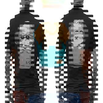 ポケット犬好きにはたまらないシーズー犬 メンズTシャツ バックプリント - Kawaiitshirt