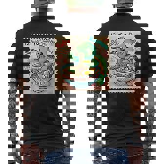 ポップ 和 アート 切手 かわいい 赤ちゃん 亀 ラーメン メンズTシャツ バックプリント - Kawaiitshirt