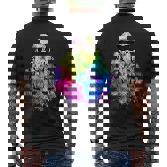 ポップアート アメリカンコッカー スパニエル 犬のポートレート ヘッドフォン付き メンズTシャツ バックプリント - Kawaiitshirt