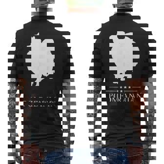 ポメラニアン 犬 ホワイト シルエット メンズTシャツ バックプリント - Kawaiitshirt