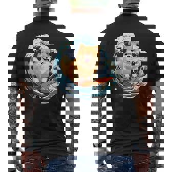 ポメラニアン 面白いtシャツ 犬 イヌ サーフィン 夏 かわいい メンズ 子供 おもしろ 服 グッズ ネタ メンズTシャツ バックプリント - Kawaiitshirt