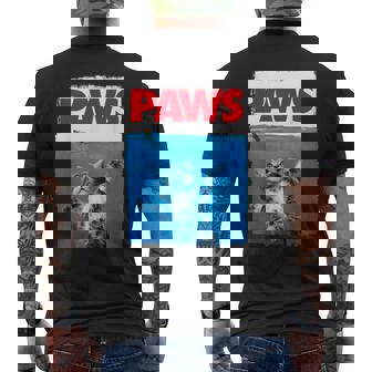 ポーズ（猫の足） かわいいパロディトップ メンズTシャツ バックプリント - Kawaiitshirt