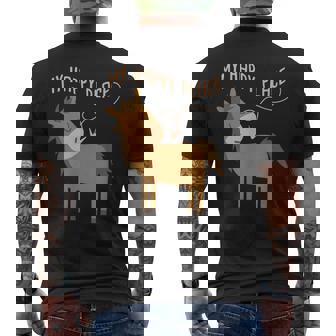 マイハッピープレイス I 馬好き I 乗馬 I 馬術用の馬 メンズTシャツ バックプリント - Kawaiitshirt