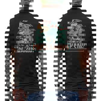 ママサウルス恐竜レトロママのレトロ面白い メンズTシャツ バックプリント - Kawaiitshirt