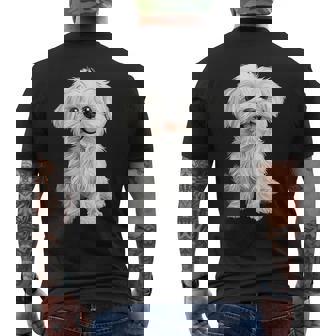 マルチーズ 犬 グラフィック ペット イラスト マルチーズ メンズTシャツ バックプリント - Kawaiitshirt