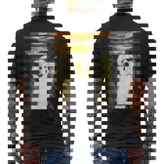 マルチーズ 面白いtシャツ 犬 ムンクの叫び かわいい メンズ 子供 おもしろ 服 グッズ ネタ わんこ メンズTシャツ バックプリント - Kawaiitshirt