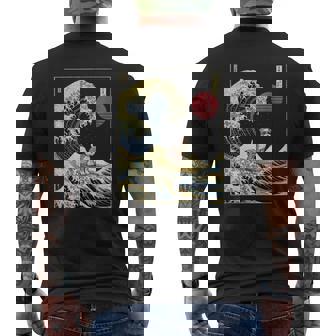 ミニチュア シュナウザー 和 神奈川波 おもしろ サーフ 犬 メンズTシャツ バックプリント - Kawaiitshirt