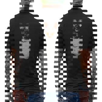 ミニチュア・ピンシャー 胸ポケット みんぴん メンズTシャツ バックプリント - Kawaiitshirt