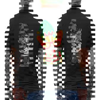メリークリスマス かわいいオタクウェールズコーギー エルフの帽子とスカーフ付き メンズTシャツ バックプリント - Kawaiitshirt
