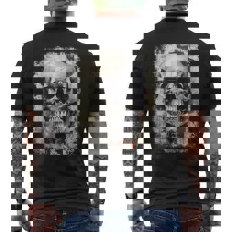モダンなヒップホップ、レトロ、ヴィンテージ、エッジの効いた Y2k Hip Hop アーバン ストリートウェア、スカル メンズTシャツ バックプリント - Kawaiitshirt