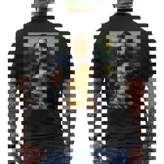 モナリサダヴィンチ プリントシャツ 柴犬とモナリサ メンズTシャツ バックプリント - Kawaiitshirt