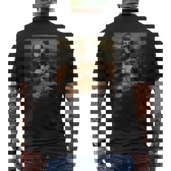 モナリザ 犬と一緒に 面白い 柴犬 アート 絵画 メンズTシャツ バックプリント - Kawaiitshirt