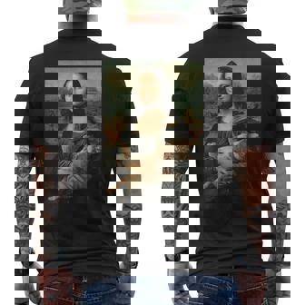 モナリザとオレンジ猫 面白いアートペインティング メンズTシャツ バックプリント - Kawaiitshirt