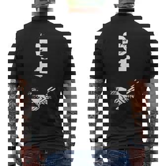 モナリザをドラムスティックで叩くドラマー メンズTシャツ バックプリント - Kawaiitshirt