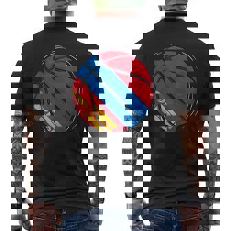 モンゴルの国旗が付いたバスケットボールボール メンズTシャツ バックプリント - Kawaiitshirt