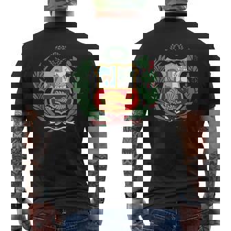 ユニセックス ペルーポロ ペルーストライプ レッド フットボール サッカー クレスト メンズTシャツ バックプリント - Kawaiitshirt