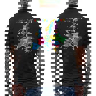 ヨーロッパ地図、国旗、ヨーロッパ諸国 メンズTシャツ バックプリント - Kawaiitshirt