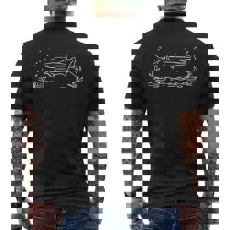 ラインアート 魚・魚類学者 チョウザメ湖 メンズTシャツ バックプリント - Kawaiitshirt