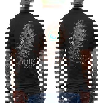 ラグジュアリーボタニカルフラワー ローズゴールド 孔雀 ゴールドの羽 メンズTシャツ バックプリント - Kawaiitshirt