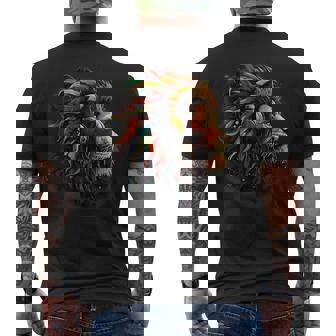ラスタファリアン・ルーツ ギター ヒッピー ラスタ レゲエ ライオン ラスタファリ メンズTシャツ バックプリント - Kawaiitshirt