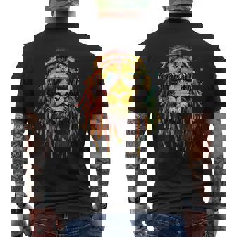 ラスタ・レゲエ Dj ユダのライオン・ラスタファリアン・ルーツ ジャマイカ メンズTシャツ バックプリント - Kawaiitshirt