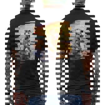 ラブラドールオンザビーチ、ラボ、犬、ラブラドール子犬 メンズTシャツ バックプリント - Kawaiitshirt