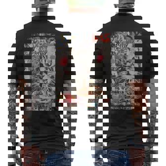 ラーメンヌードル 猫 ヴィンテージ 日本 Hip Hopヒップホップ かわいい オタク レトロ 猫 マンガ アニメ メンズTシャツ バックプリント - Kawaiitshirt