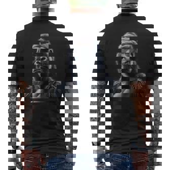 リアルなゴリラアートtシャツ、野生動物の霊長類の肖像画。 メンズTシャツ バックプリント - Kawaiitshirt