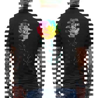 レインボー ローズ Lgbtq 花 メンズTシャツ バックプリント - Kawaiitshirt