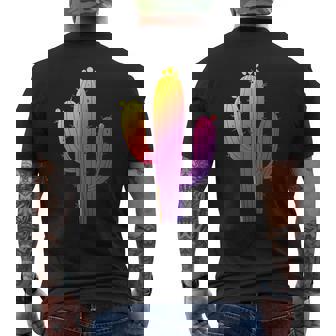 レインボーサボテン 砂漠の夕日と太陽の雰囲気 メンズTシャツ バックプリント - Kawaiitshirt