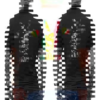 レゲエラスタカラーズ レッド グリーン イエロー ジャマイカ メンズTシャツ バックプリント - Kawaiitshirt