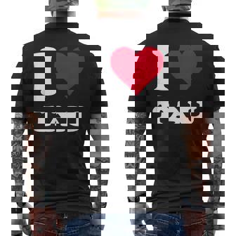 レッドハート I Love Tau メンズTシャツ バックプリント - Kawaiitshirt