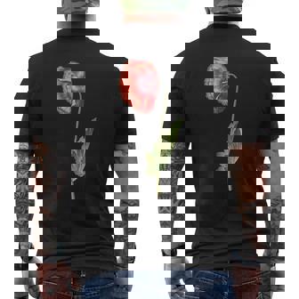 レッドポピーフラワー ボタニカルポピー レッドポピー メンズTシャツ バックプリント - Kawaiitshirt