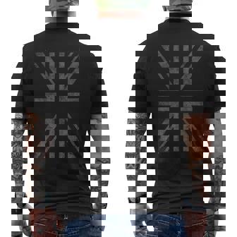 レトロ ブラック ユニオンジャック ヴィンテージ イギリス 国旗 イギリス イギリス メンズTシャツ バックプリント - Kawaiitshirt