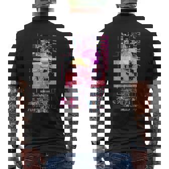 レトロなサイバーパンクヴェイパーウェーブ の 美学を取り入れた日本のサイバーパンクアニメ メンズTシャツ バックプリント - Kawaiitshirt